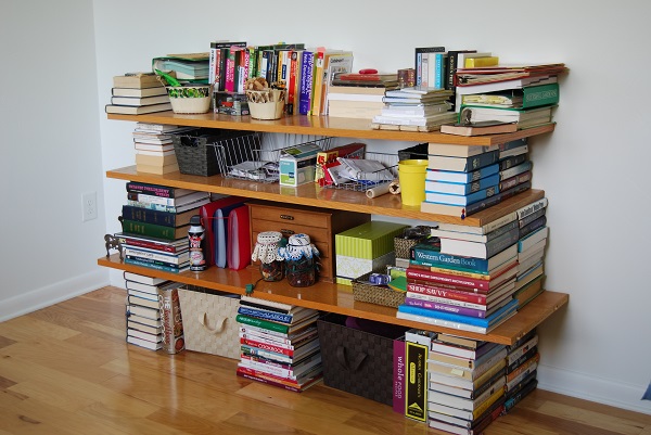 makeshift bookshelf