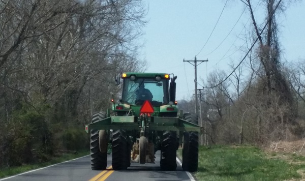 tractor on road